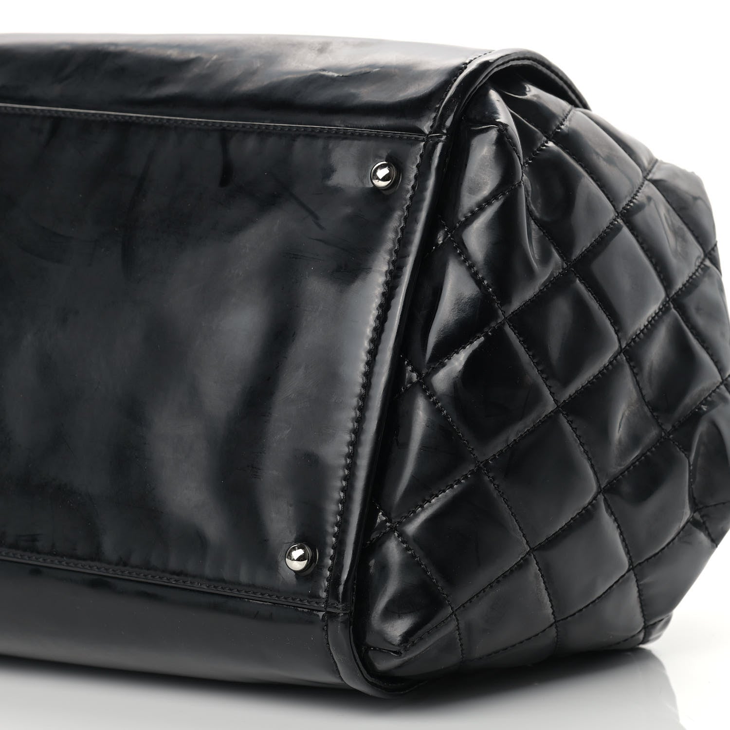 Chanel Vinyl Lipstick Ligne Accordion Tote Black 9 of 14