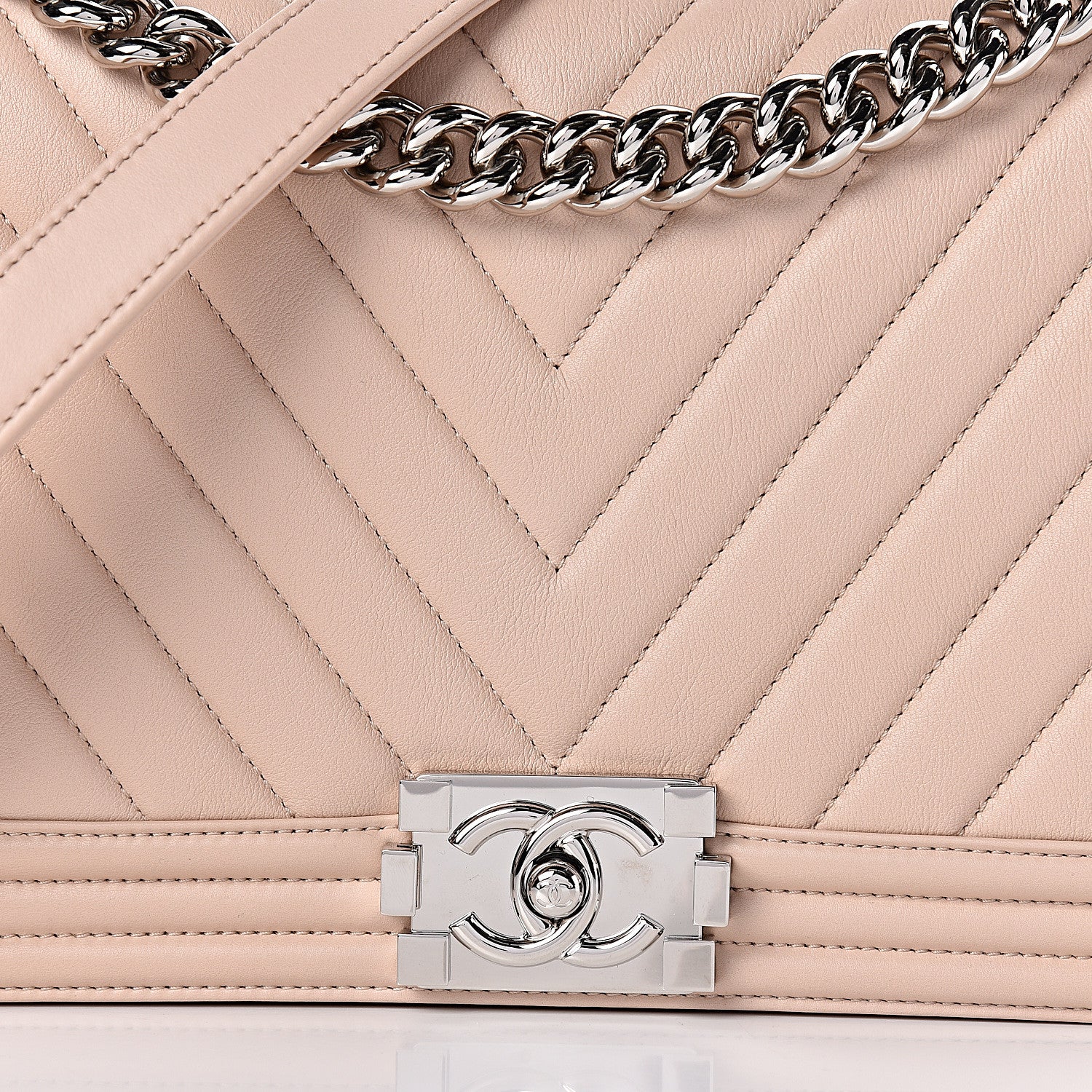 Chanel Calfskin Chevron Quilted New Medium Boy Flap Light Pink 8 of 10