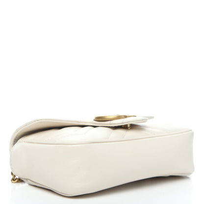 Gucci Calfskin Matelasse Super Mini GG Marmont Shoulder Bag White 3 of 11