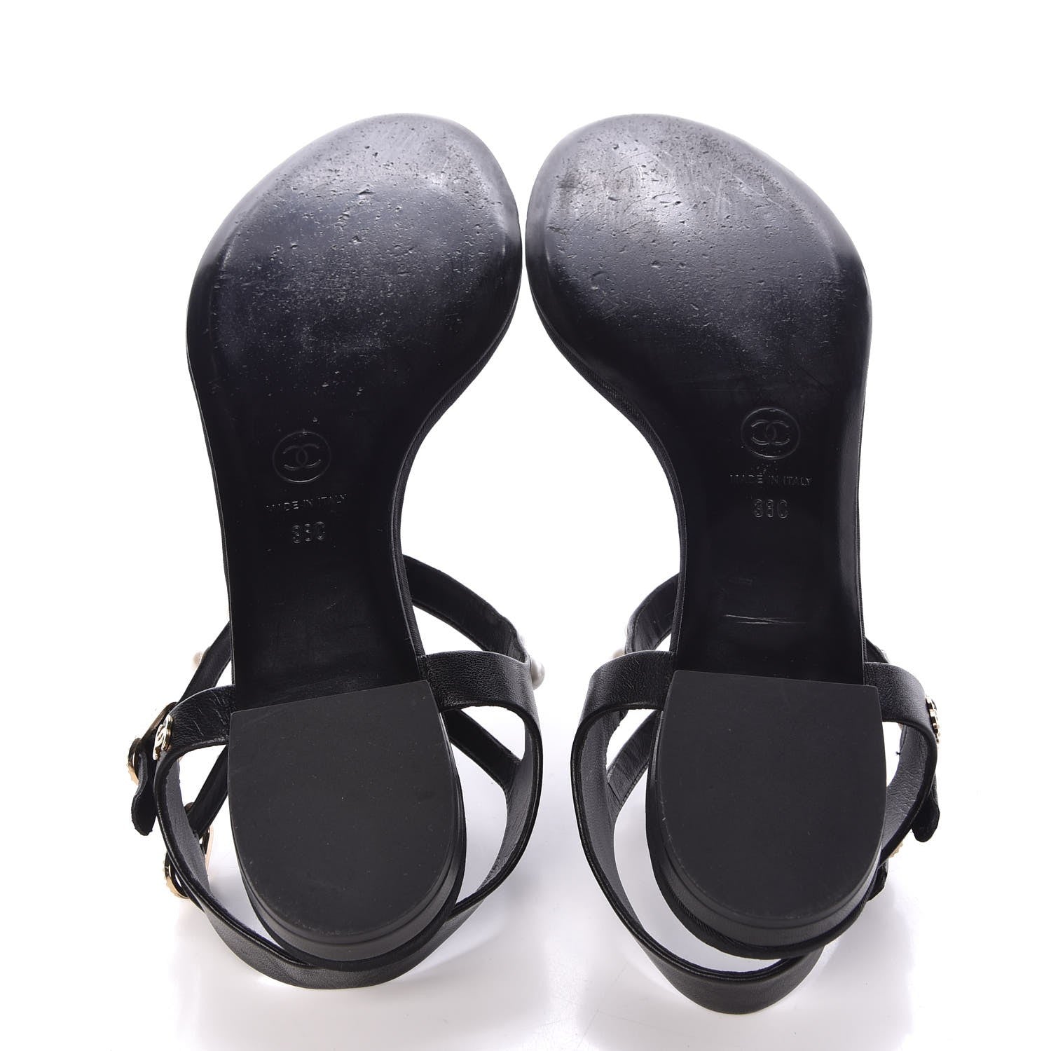 Chanel Lambskin Pearl Thong Sandals 38 Black 19 of 24