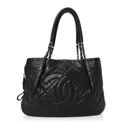 Caviar Quilted CC Zip Around Shoulder Bag Black