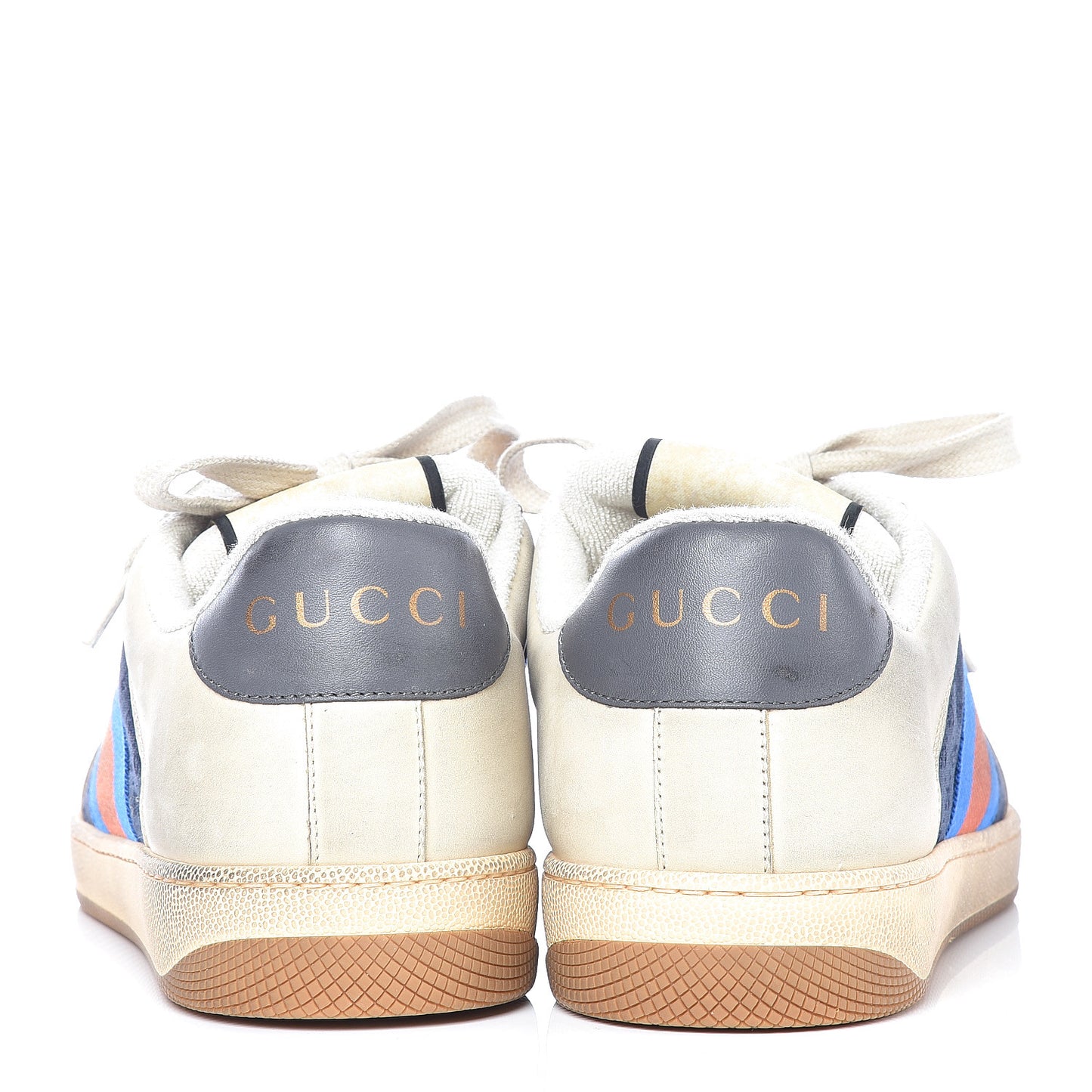 Nubuck Mini GG Monogram Web Mens Screener Sneakers 8 London Blue Dusty Milk