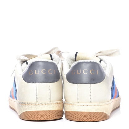 Gucci Nubuck Mini GG Monogram Web Mens Screener Sneakers 8 London Blue Dusty Milk 5 of 14