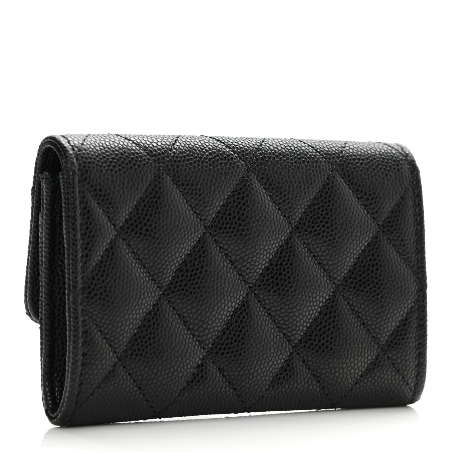 Caviar Quilted CC Racing Flag Flap Card Holder Black