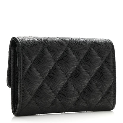 Chanel Caviar Quilted CC Racing Flag Flap Card Holder Black 3 of 9