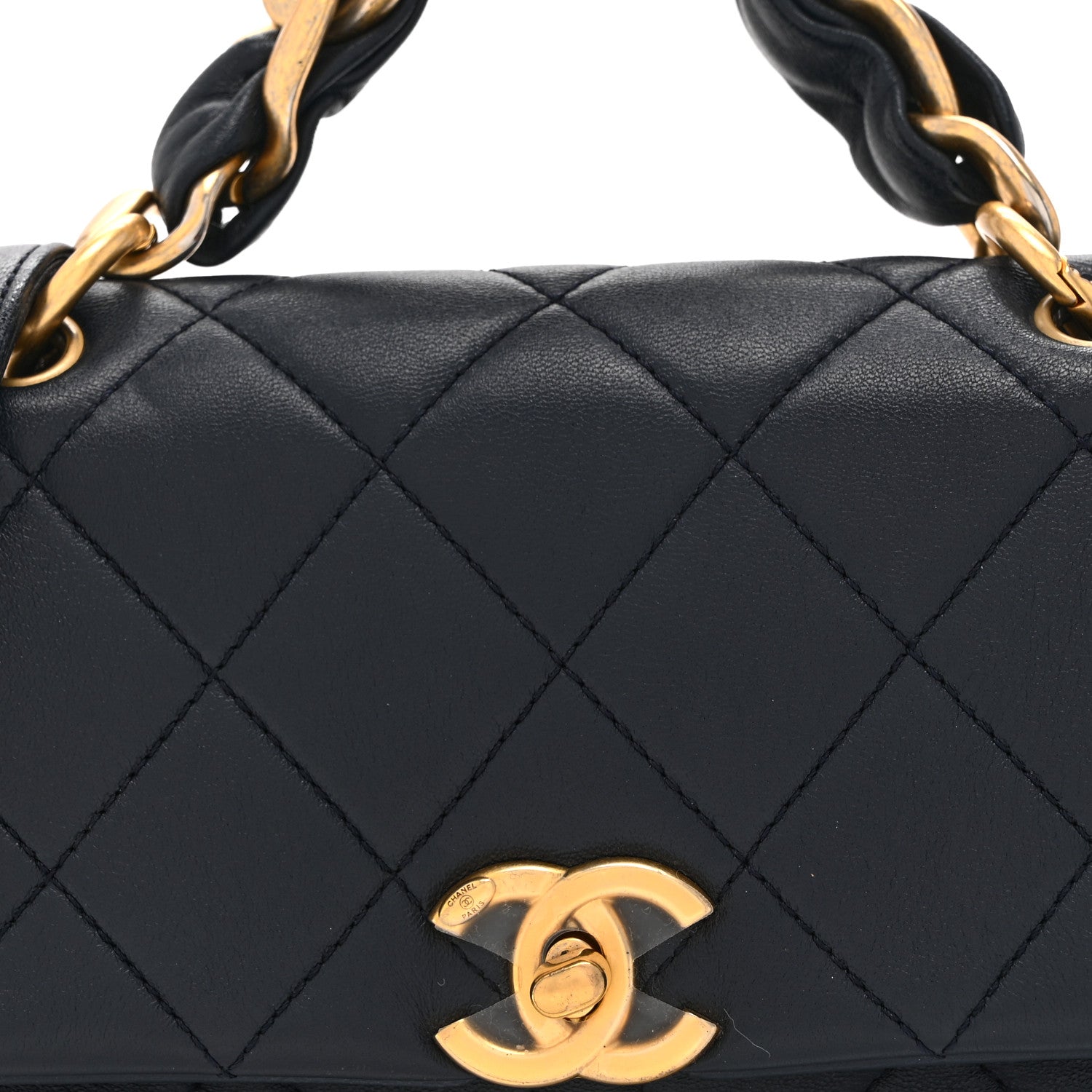 Chanel Shiny Lambskin Small Chain Is More Flap Navy Blue 8 of 10