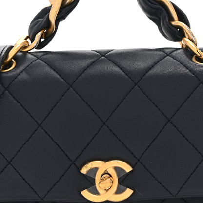 Chanel Shiny Lambskin Small Chain Is More Flap Navy Blue 8 of 10