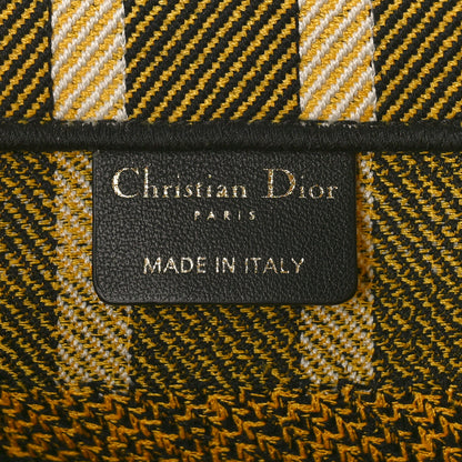 Christian Dior Canvas Embroidered Small Tartan Check Book Tote Yellow Multicolor 6 of 8