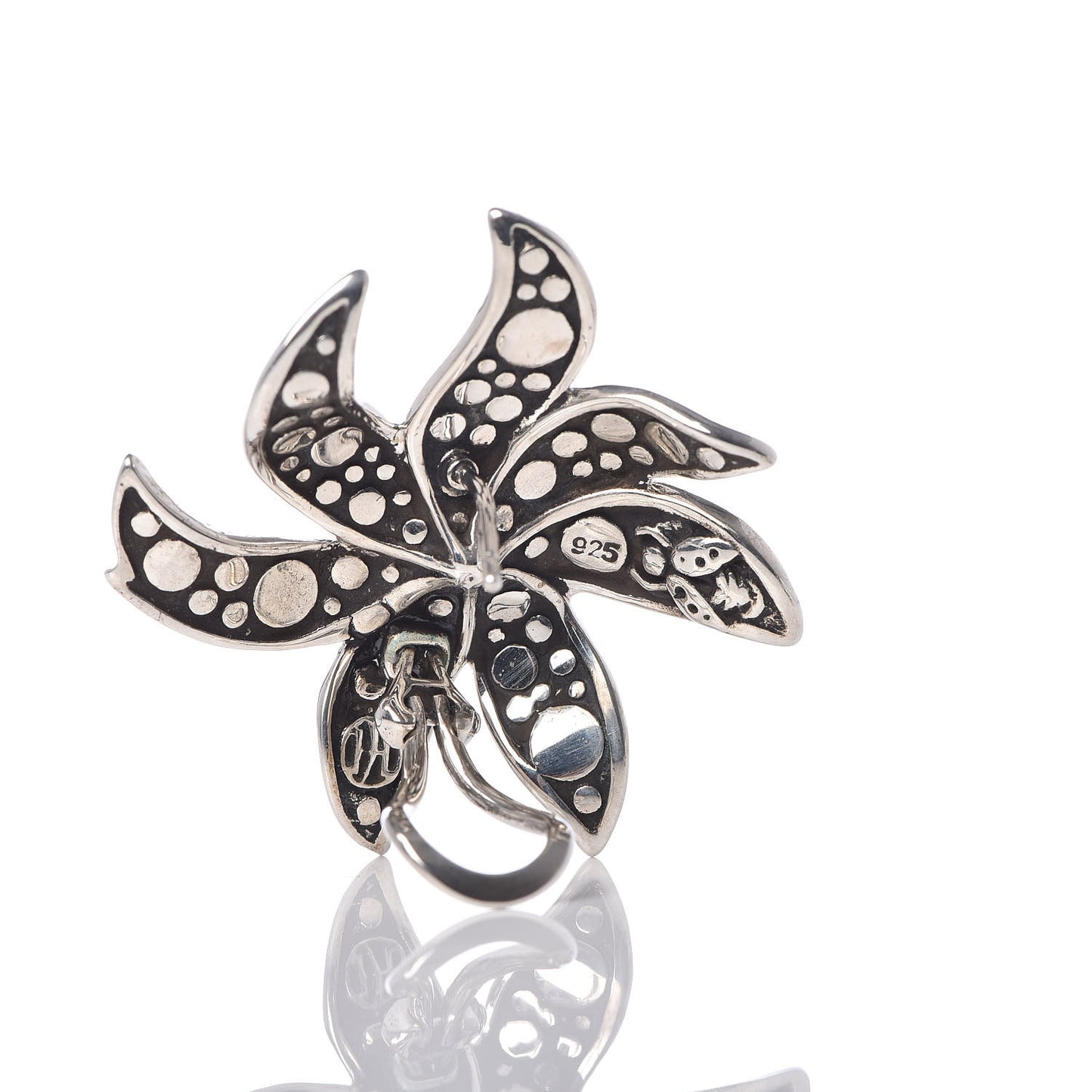 Sterling Silver Ayu Dot Jasmine Flower French Clip Earrings