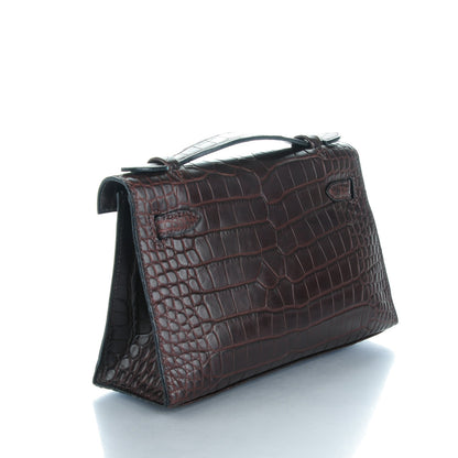Hermes Matte Niloticus Crocodile Kelly Pochette Havane 3 of 17