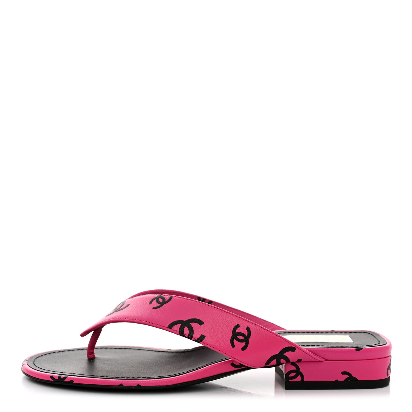 Printed Lambskin Coco Beach Thong Sandals 36 Dark Pink Black
