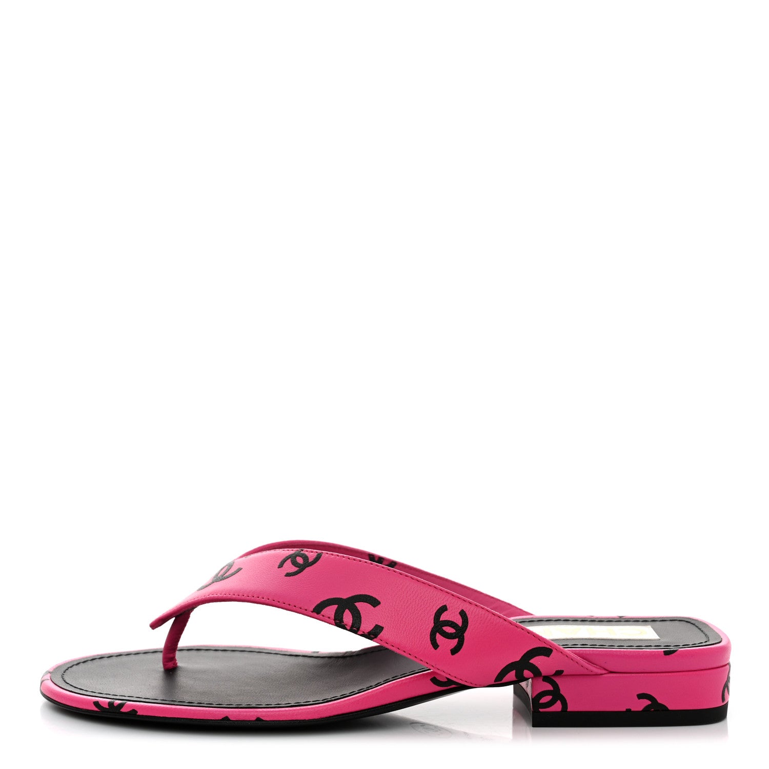 Chanel Printed Lambskin Coco Beach Thong Sandals 36 Dark Pink Black 1 of 10