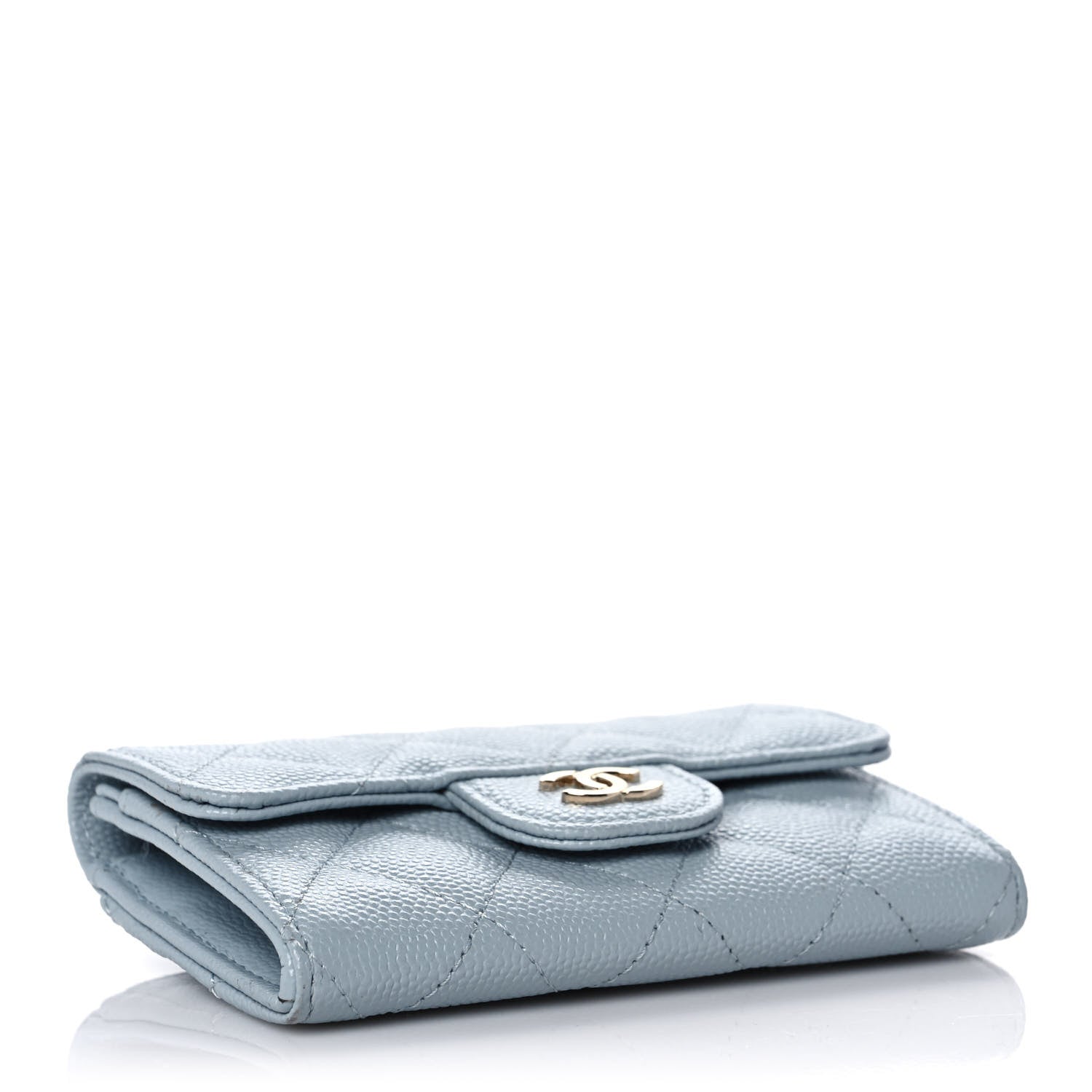 Chanel Caviar Quilted Flap Card Holder Wallet Light Blue 4 of 10