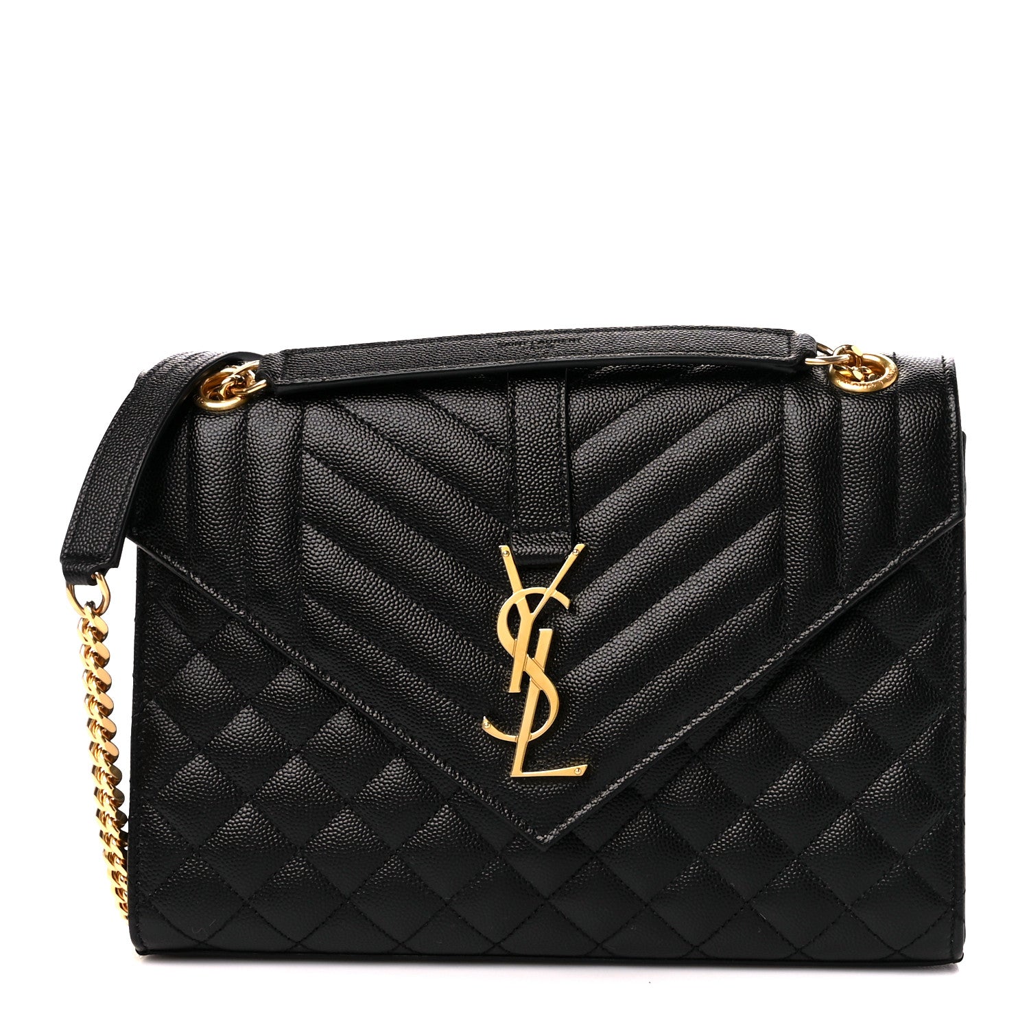 Saint Laurent Grain De Poudre Textured Mixed Matelasse Triquilt Medium Monogram Satchel Black 1 of 12