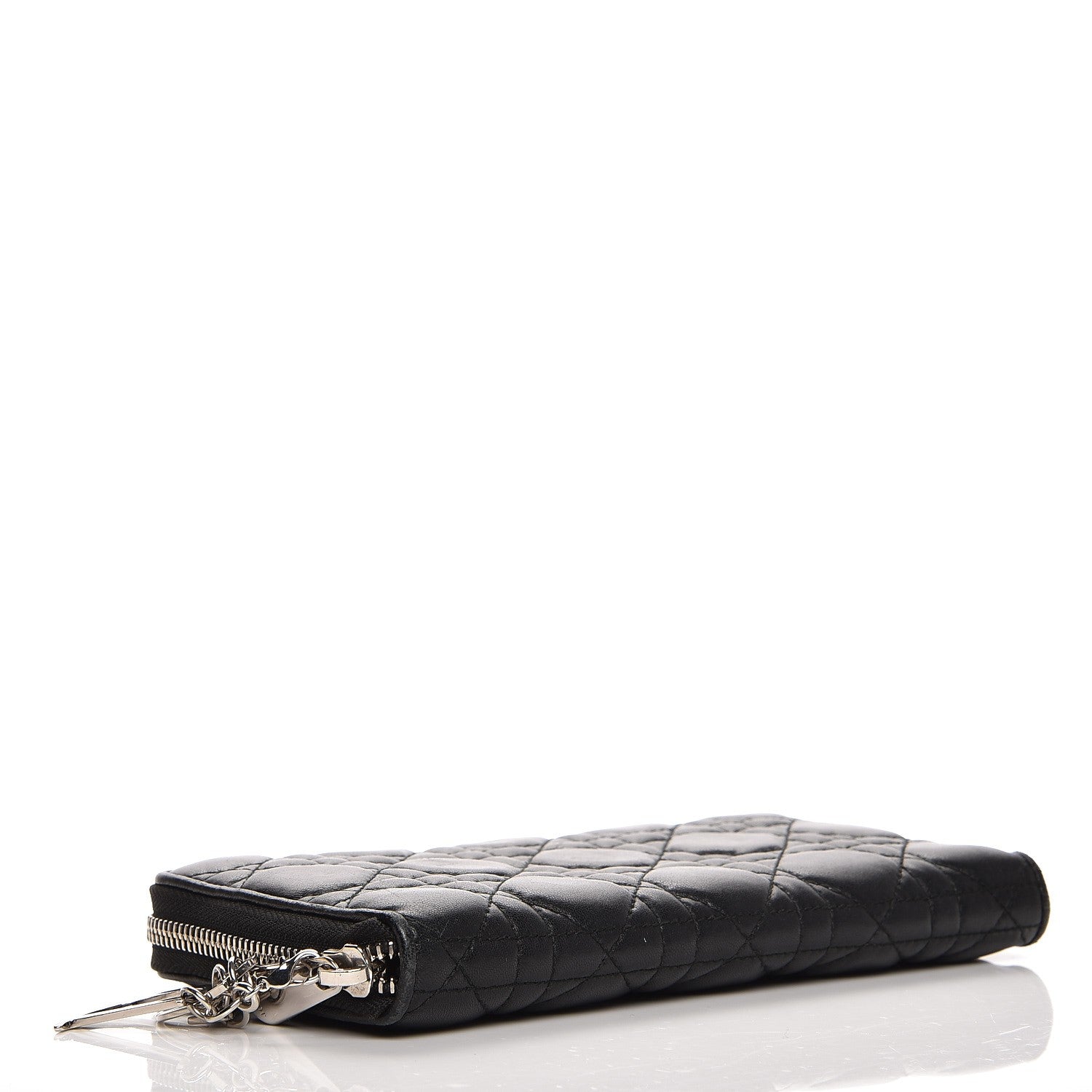 Christian Dior Lambskin Cannage Voyageur Wallet Black 4 of 11
