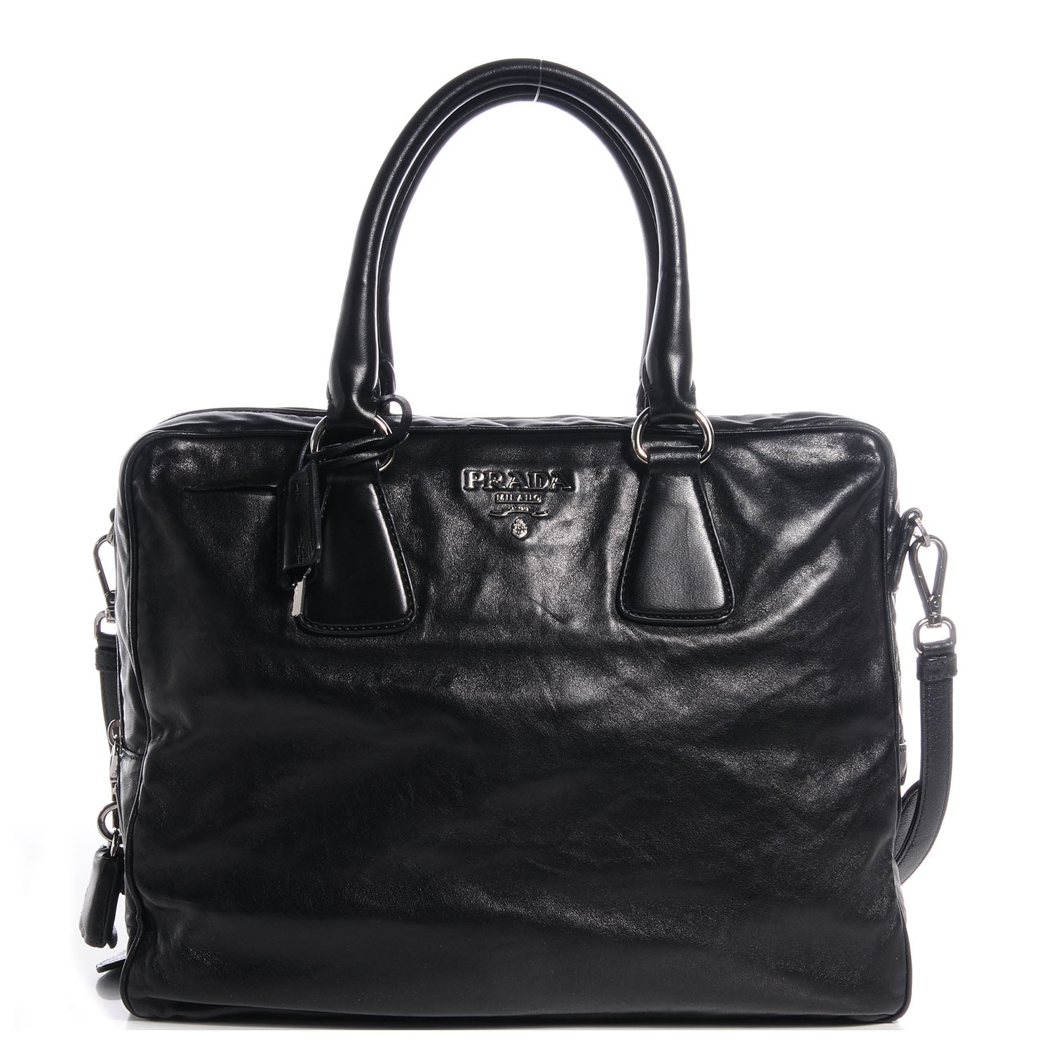 Prada Nappa Leather Antique Satchel Nero Black 1 of 10