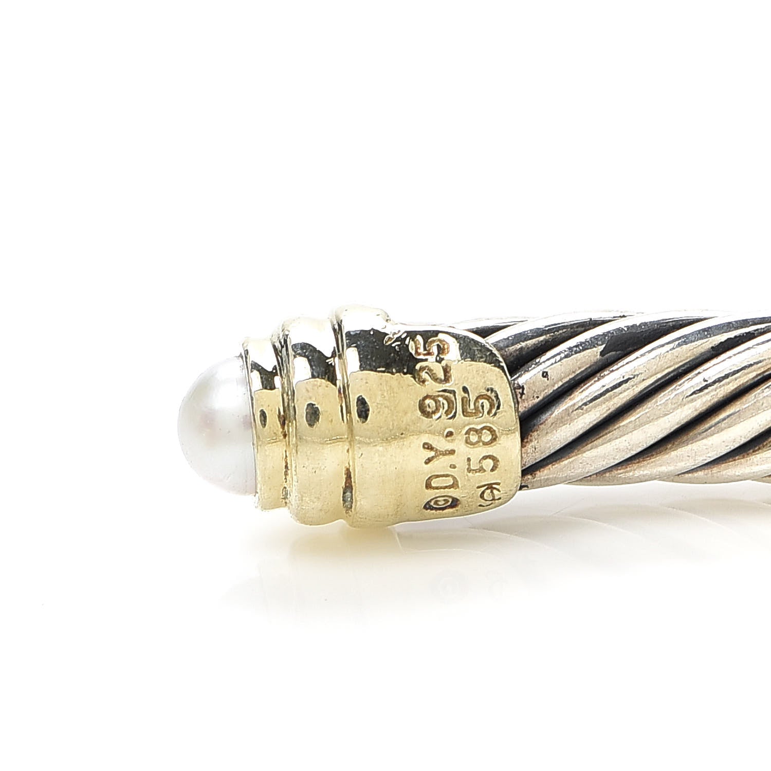 David Yurman Sterling Silver 14K Yellow Gold Pearl 5mm Cable Classics Petite Color Bracelet 5 of 5