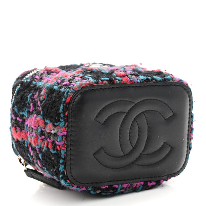Chanel Tweed Quilted Mini Vanity Case With Chain Black 4 of 10