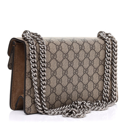 Gucci GG Supreme Monogram Suede Crystal Small Dionysus Shoulder Bag Beige Ebony Taupe 3 of 10