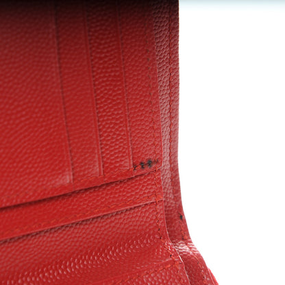 Saint Laurent Grain De Poudre Matelasse Chevron Monogram Compact Zip Around Wallet Red 7 of 12
