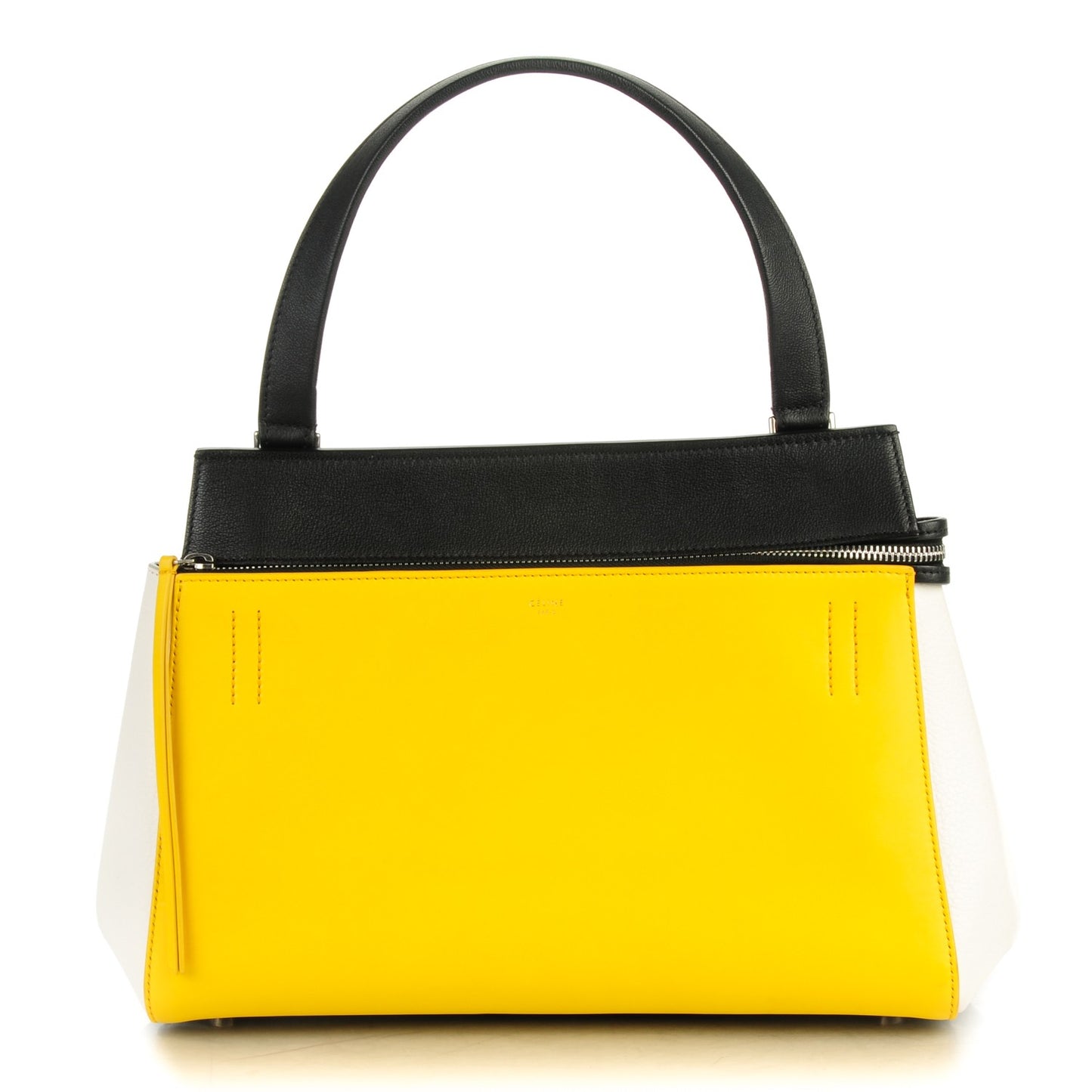 Smooth Calfskin Small Tri-Color Edge Shoulder Bag Yellow