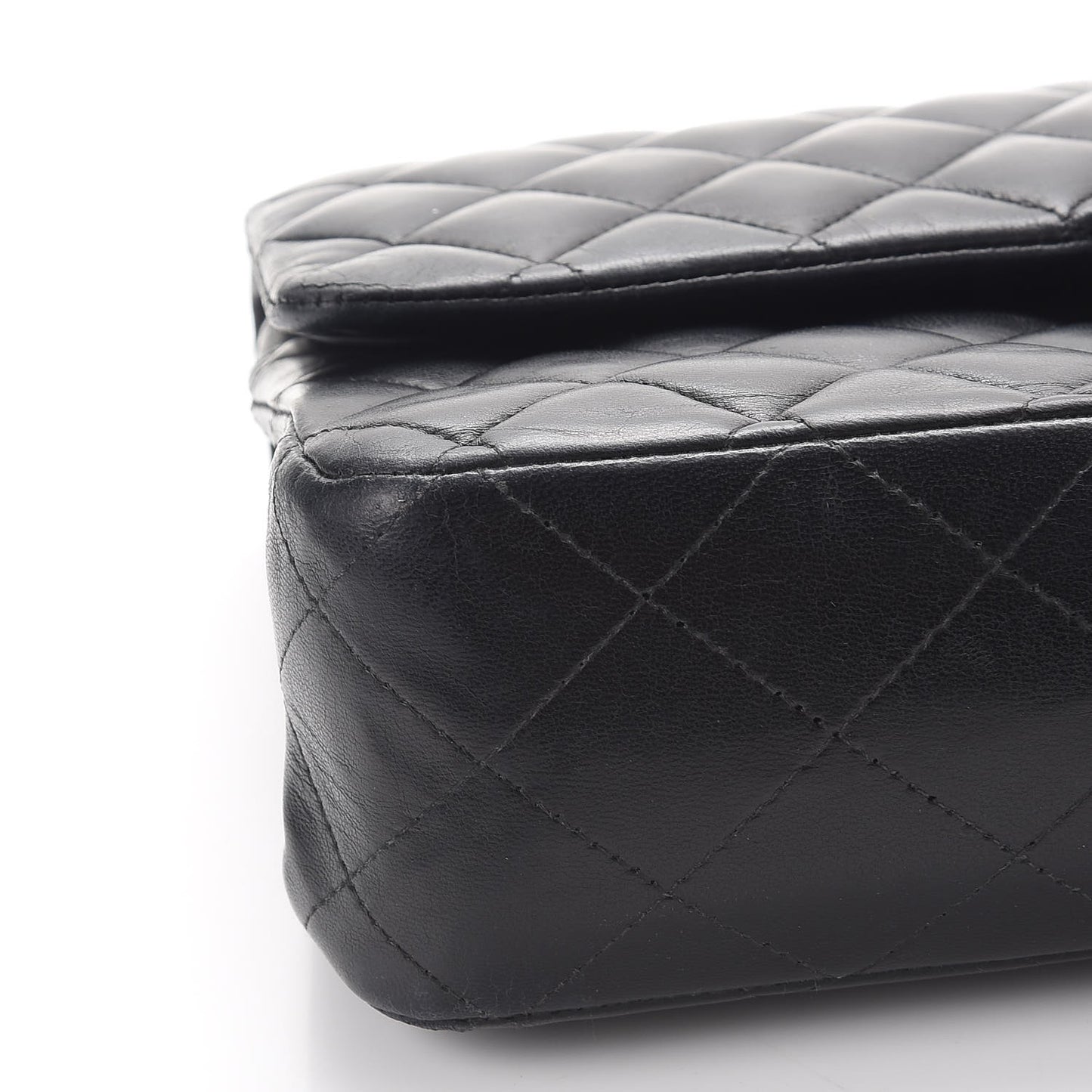 Lambskin Quilted Medium Double Flap Black
