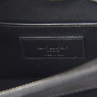 Saint Laurent Sheepskin Matelasse Chevron Monogram Medium College Bag Asphalt 9 of 13