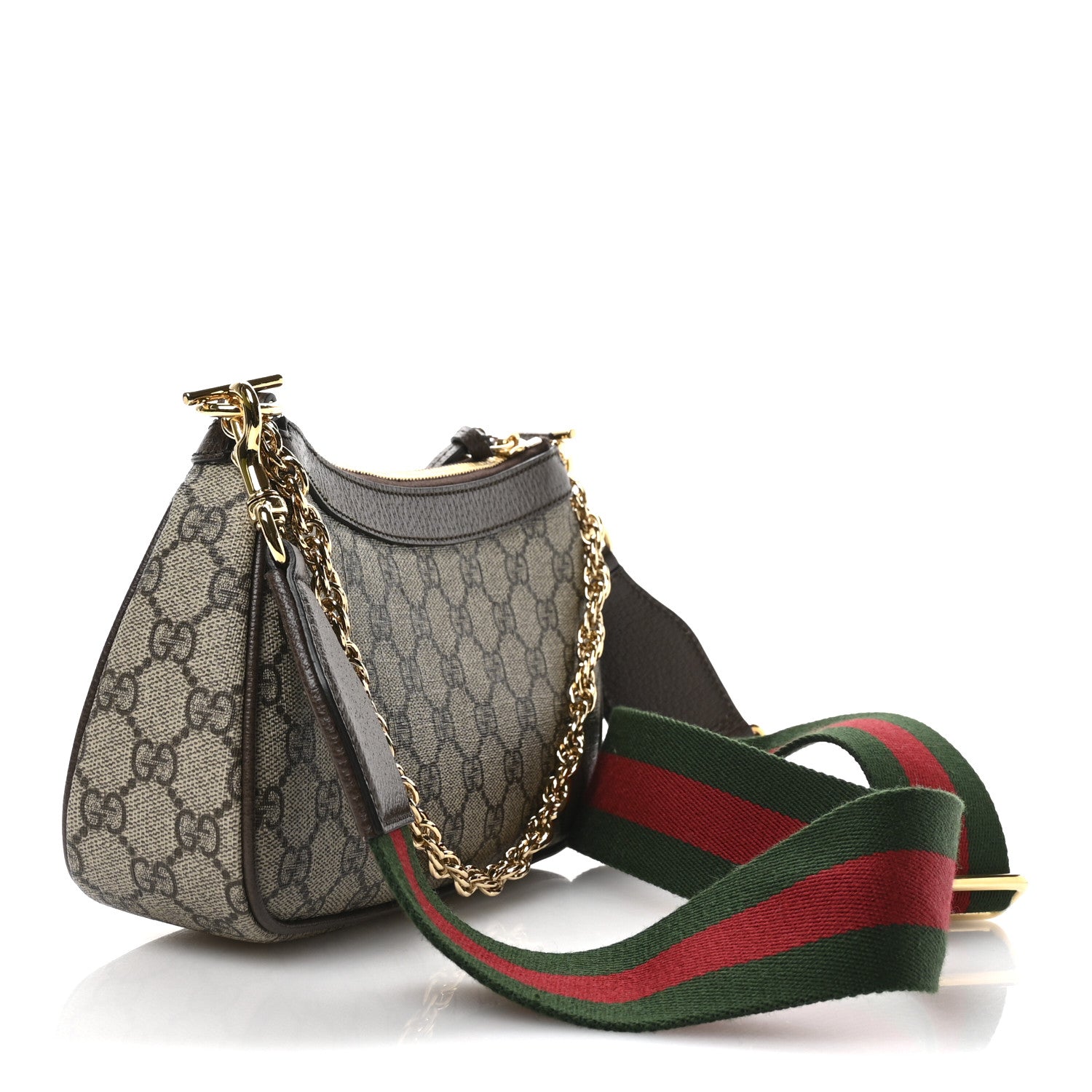 Gucci GG Supreme Monogram Textured Dollar Calfskin Web Small Ophidia GG Handbag Beige Ebony New Acero 3 of 12