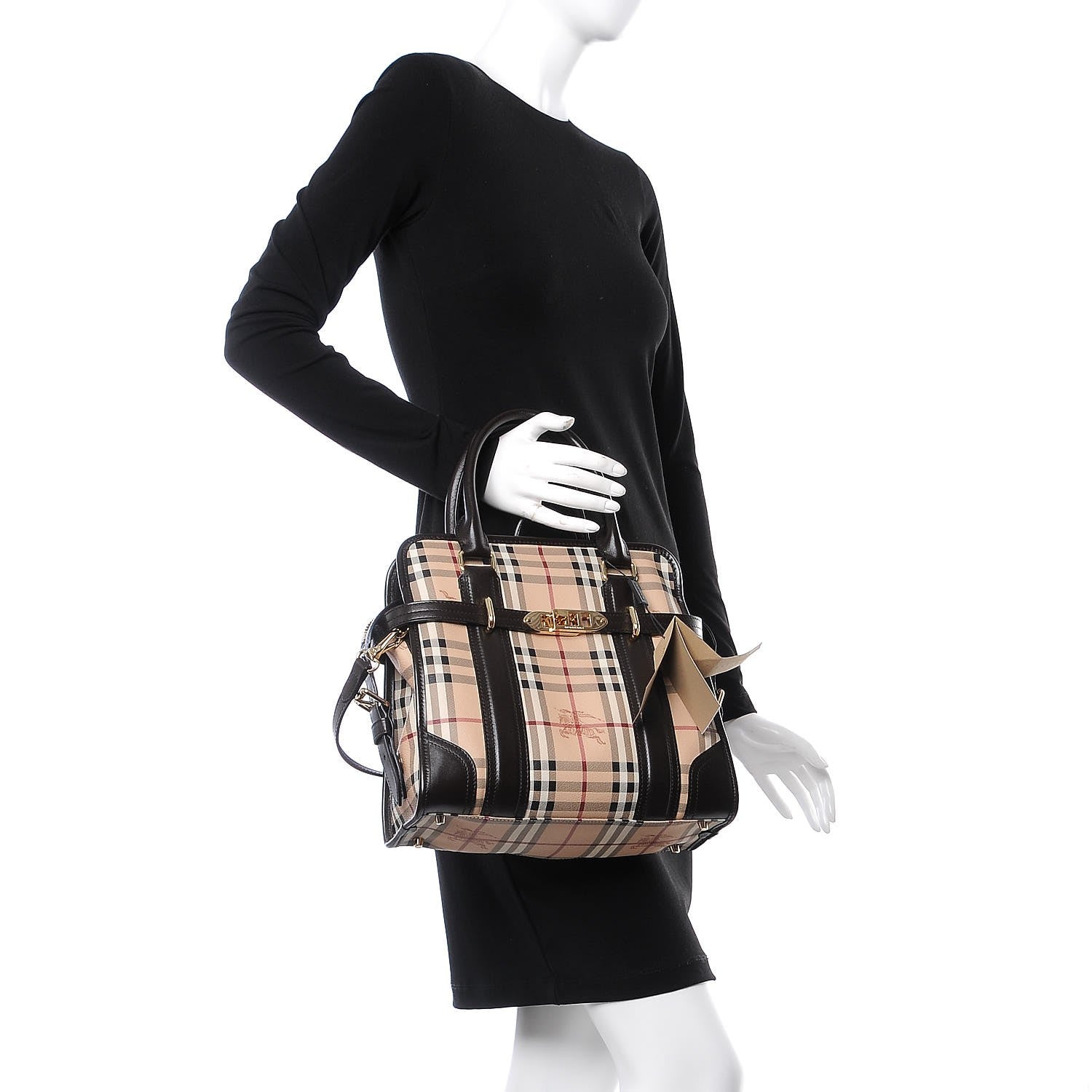 Burberry Haymarket Check Medium Minford Portrait Tote Chocolate 3 of 7