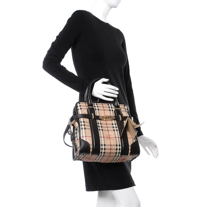 Burberry Haymarket Check Medium Minford Portrait Tote Chocolate 3 of 7