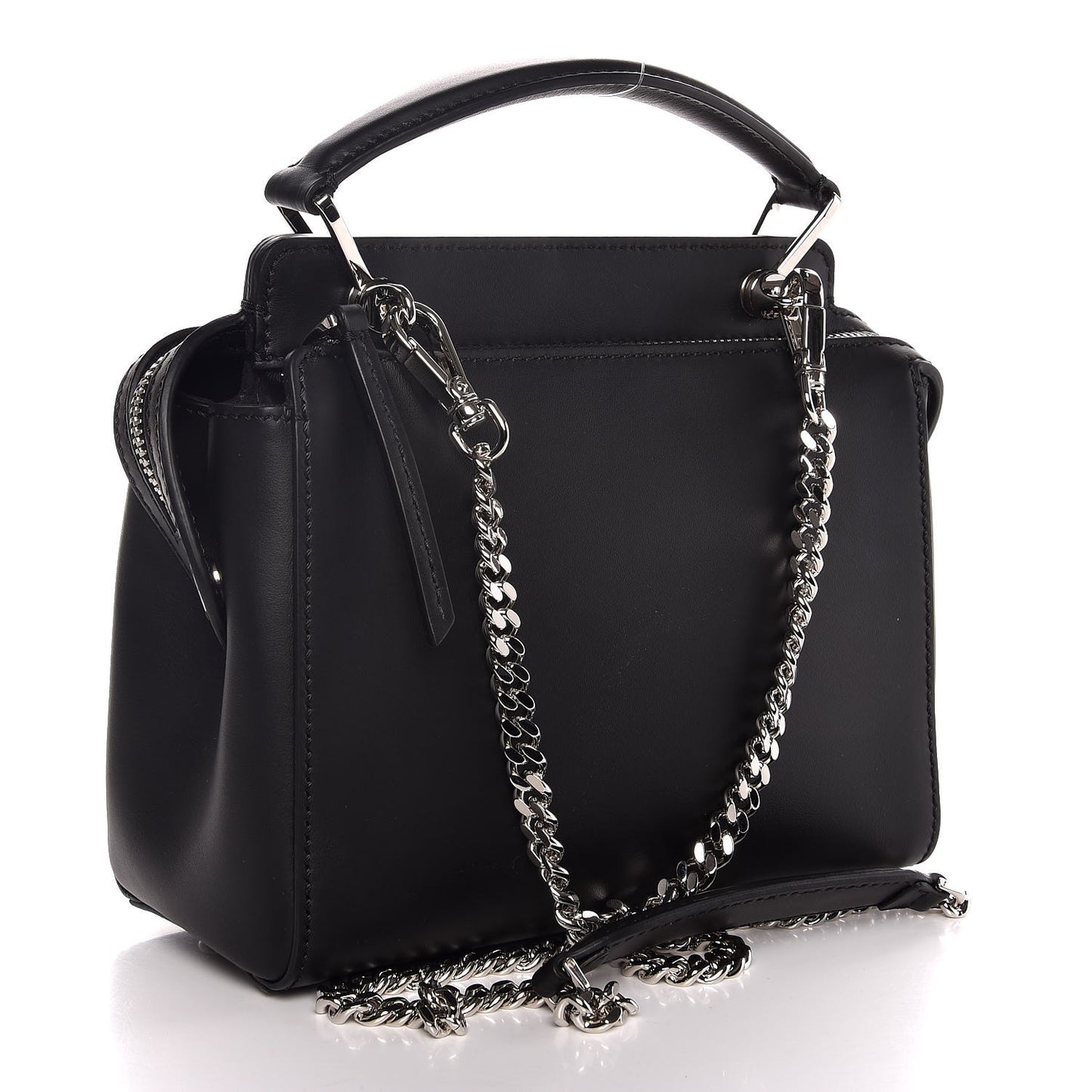 Vitello Baltico Shiny Nappa Lace Up Floral Small Dotcom Click Chain Satchel Black