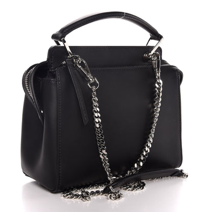 Fendi Vitello Baltico Shiny Nappa Lace Up Floral Small Dotcom Click Chain Satchel Black 4 of 8