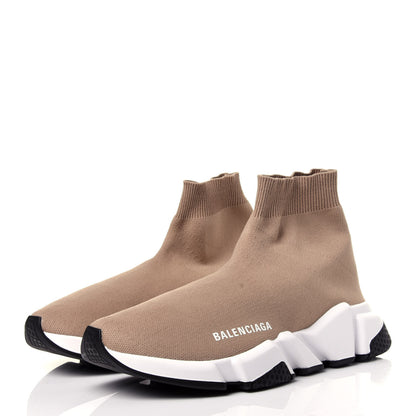 Balenciaga Neoprene Knit Bi-Color Sole Womens Speed Sneakers 38 Beige White Black 3 of 11