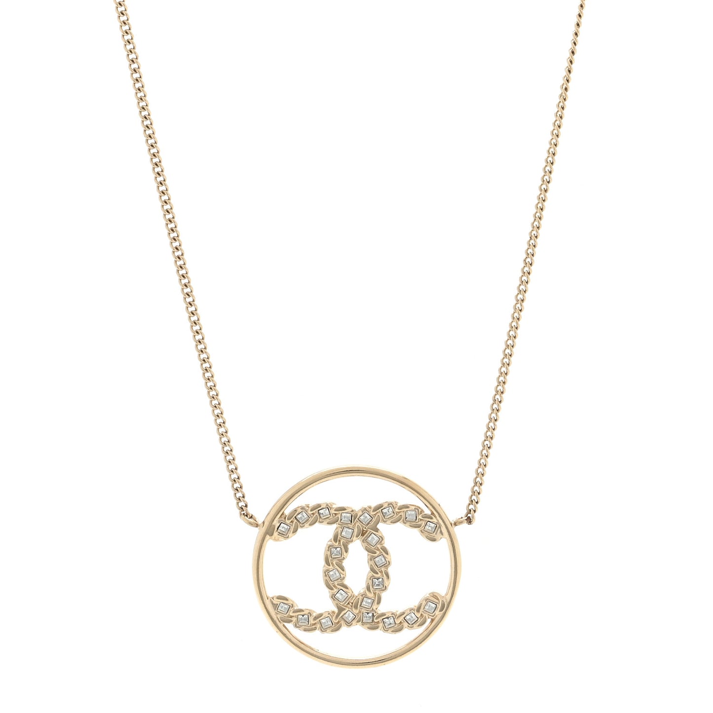 Baguette Crystal High Society CC Pendant Necklace Gold