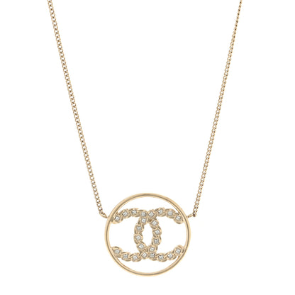 Chanel Baguette Crystal High Society CC Pendant Necklace Gold 1 of 4