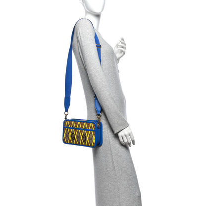 Gucci GG Supreme Monogram Mix Textured Dollar Calfskin Rhombus Inlay Crossbody Bag Beige Ebony Harvest Joy Blue 2 of 9