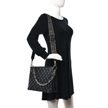 Louis Vuitton Lambskin Embossed Monogram Coussin MM Black Gray 2 of 8