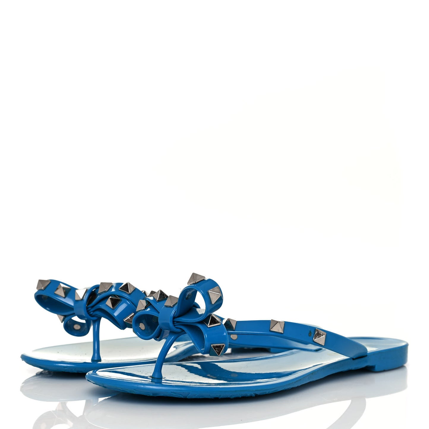 PVC Jelly Rockstud Bow Thong Sandals 36 Blue