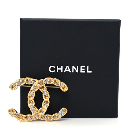 Chanel Metal Crystal CC Brooch Pin Gold Grey 4 of 4