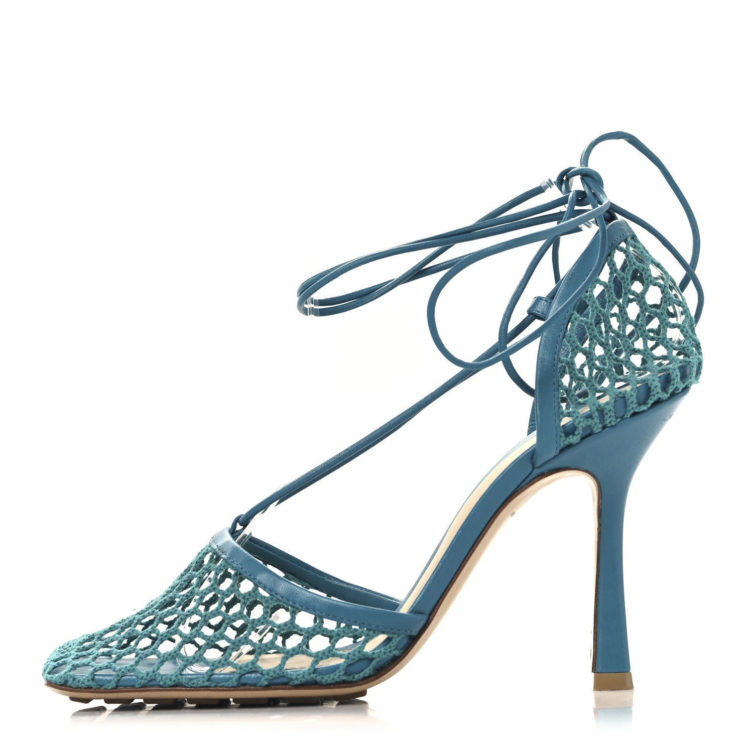 Bottega Veneta Mesh Nappa Stretch Ankle Tie 90mm Sandals 38 Blaster 1 of 9