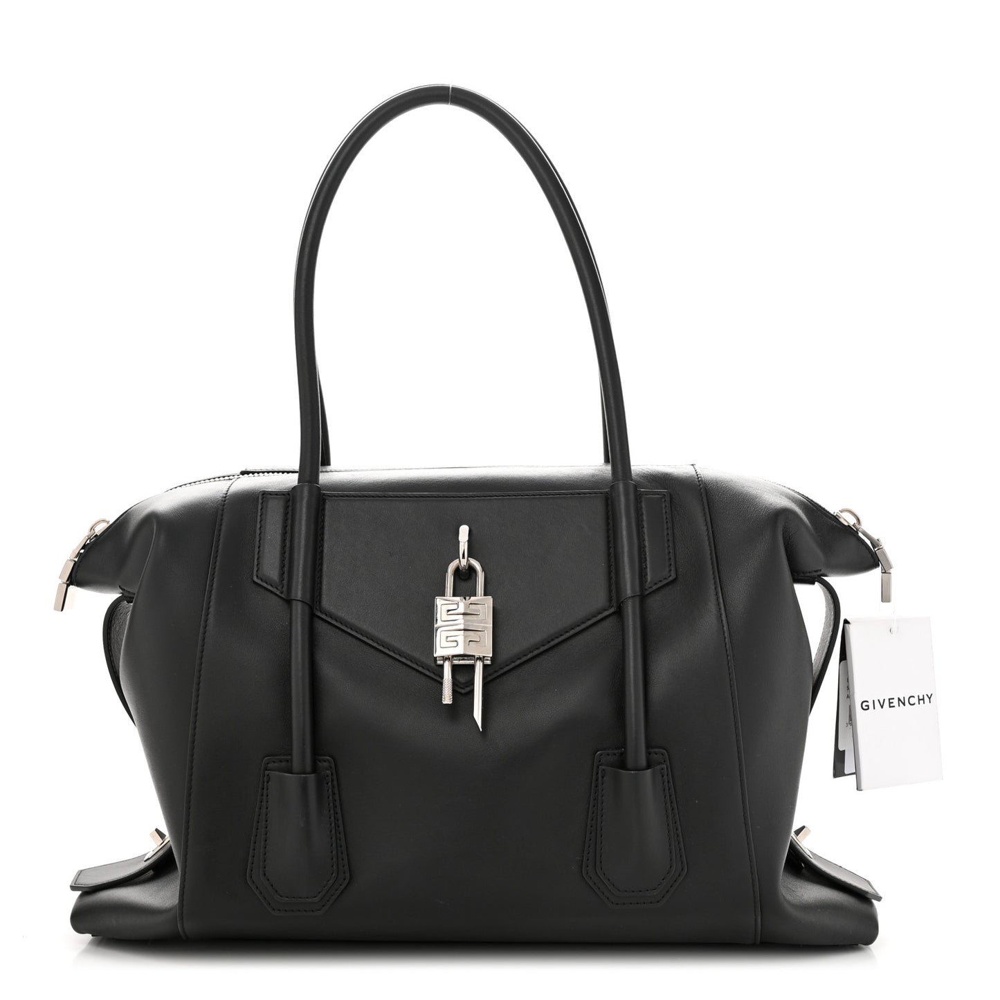 Smooth Calfskin Medium Antigona Lock Duffle Bag Black