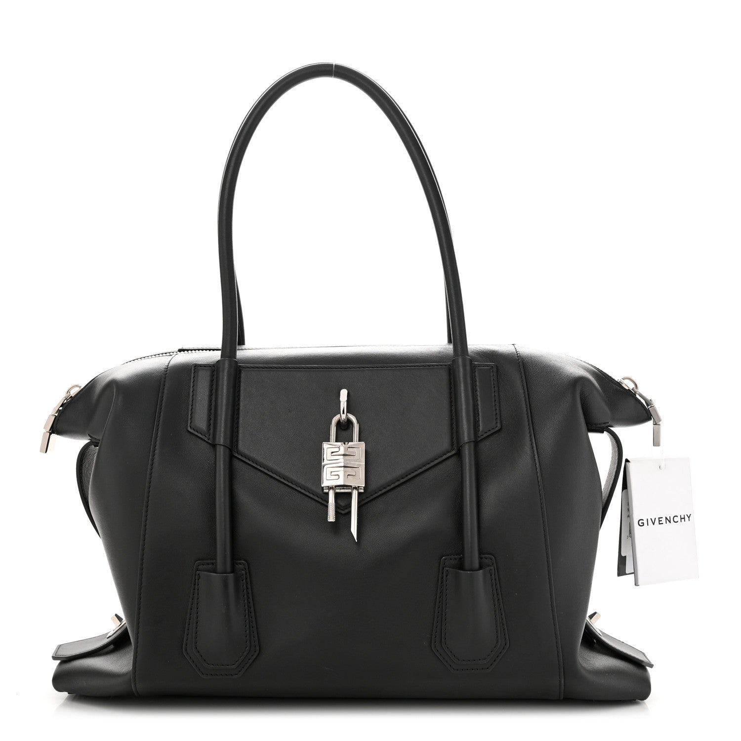Givenchy Smooth Calfskin Medium Antigona Lock Duffle Bag Black 1 of 11
