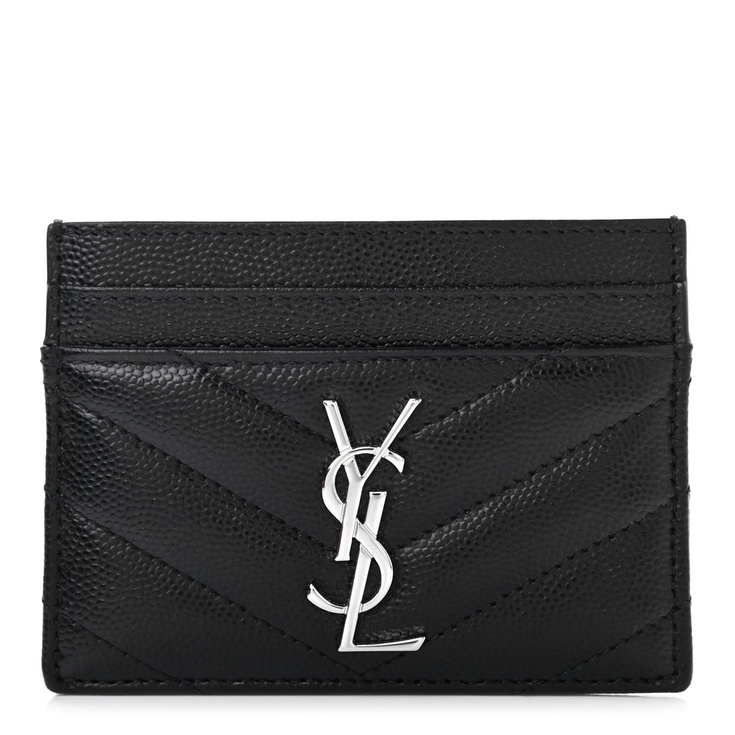 Grain De Poudre Matelasse Chevron Monogram Credit Card Case Black