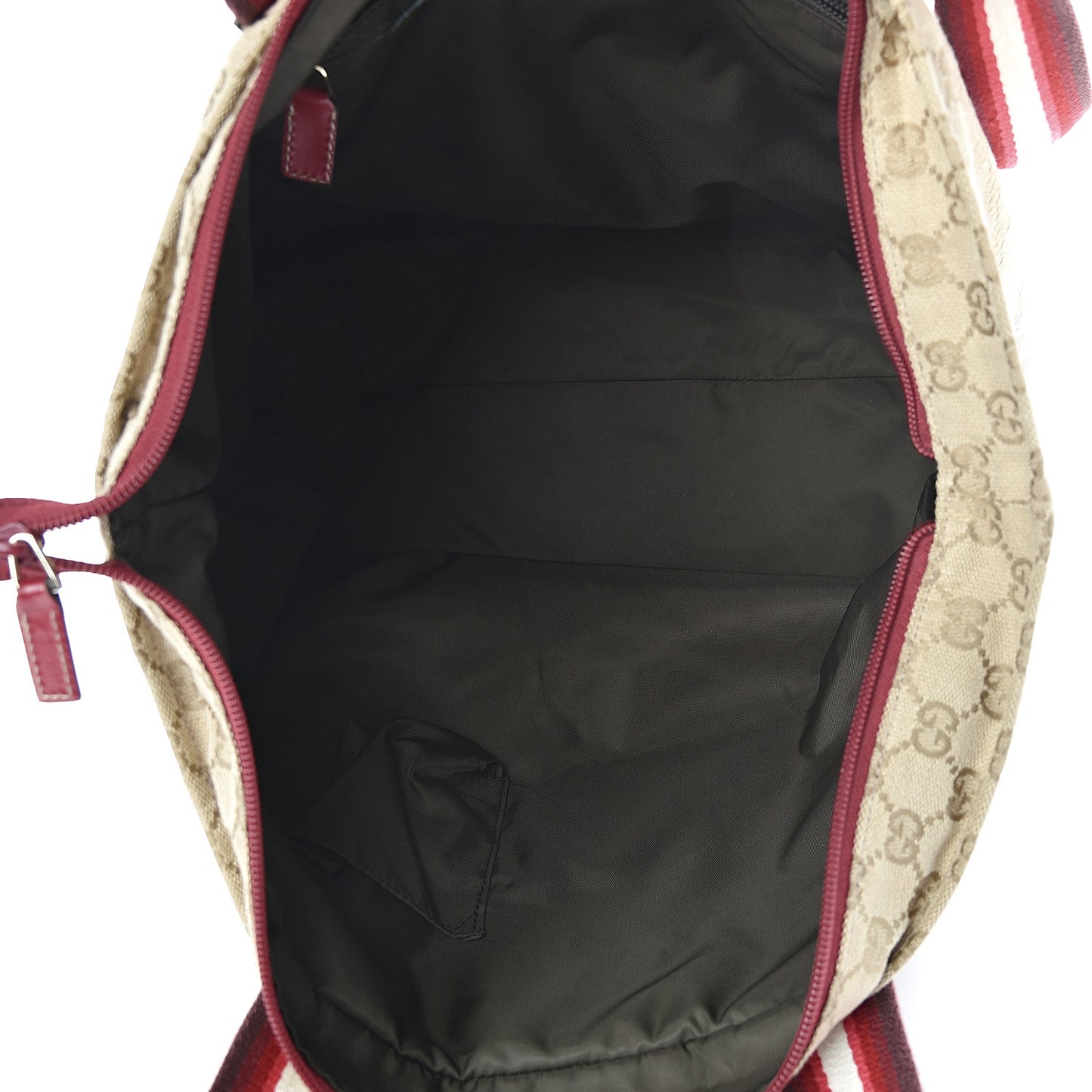 GG Monogram Large Web Handle Bucket Tote Red