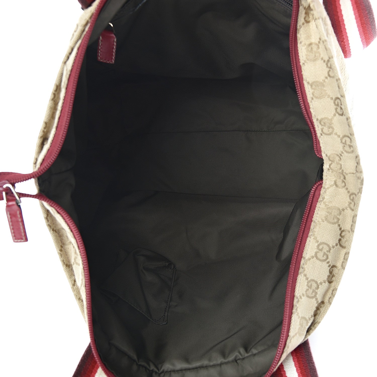 Gucci GG Monogram Large Web Handle Bucket Tote Red 5 of 14