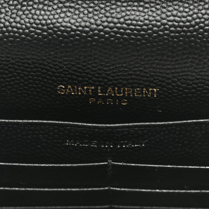 Saint Laurent Grain De Poudre Matelasse Chevron Monogram Chain Wallet Black 6 of 8