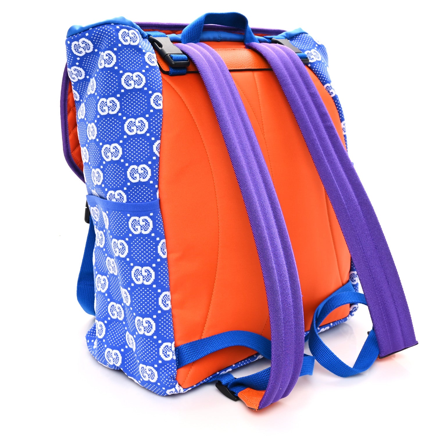 Gucci Jersey GG Monogram All Over Pan Sport Double Buckle Backpack Blue Purple Multicolor 2 of 9