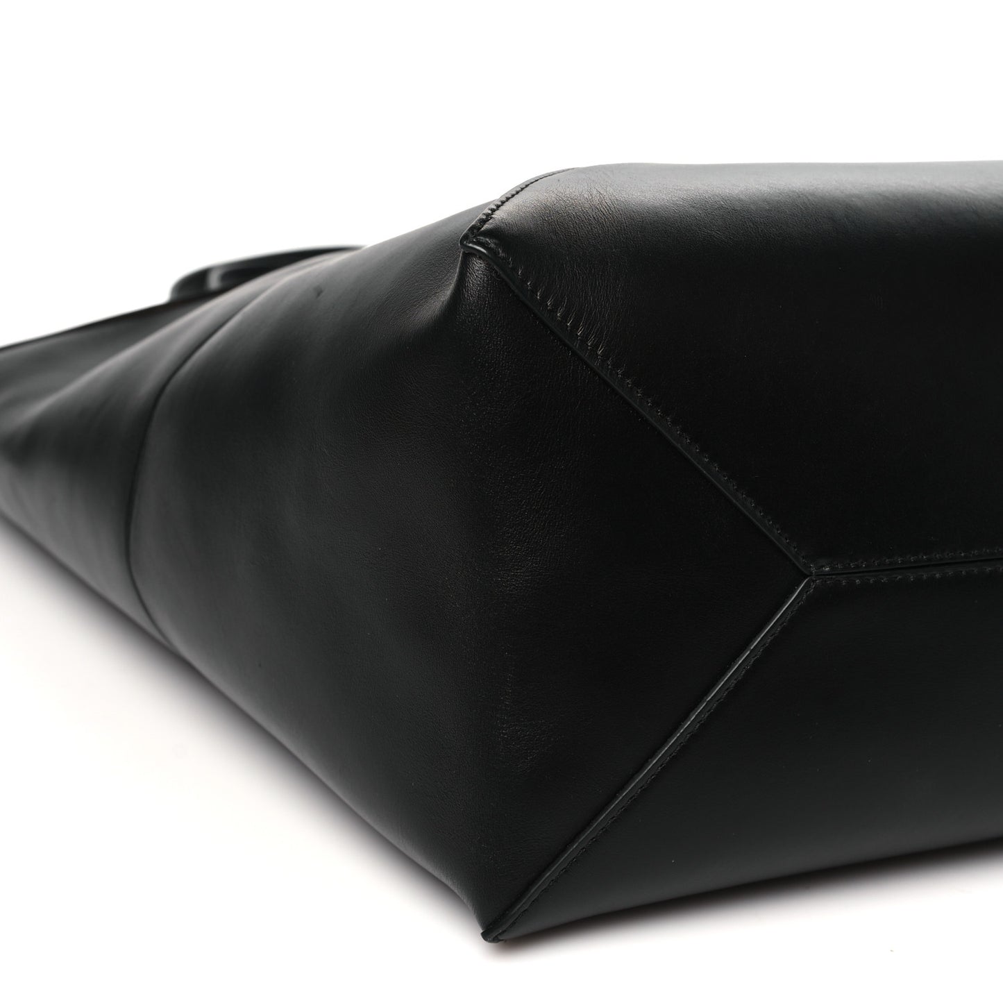 Shiny Calfskin Large Puzzle Fold Tote Black