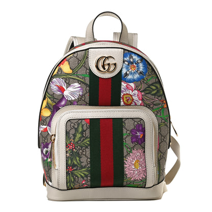 Gucci GG Supreme Monogram Flora Web Small Ophidia Day Backpack White 1 of 16