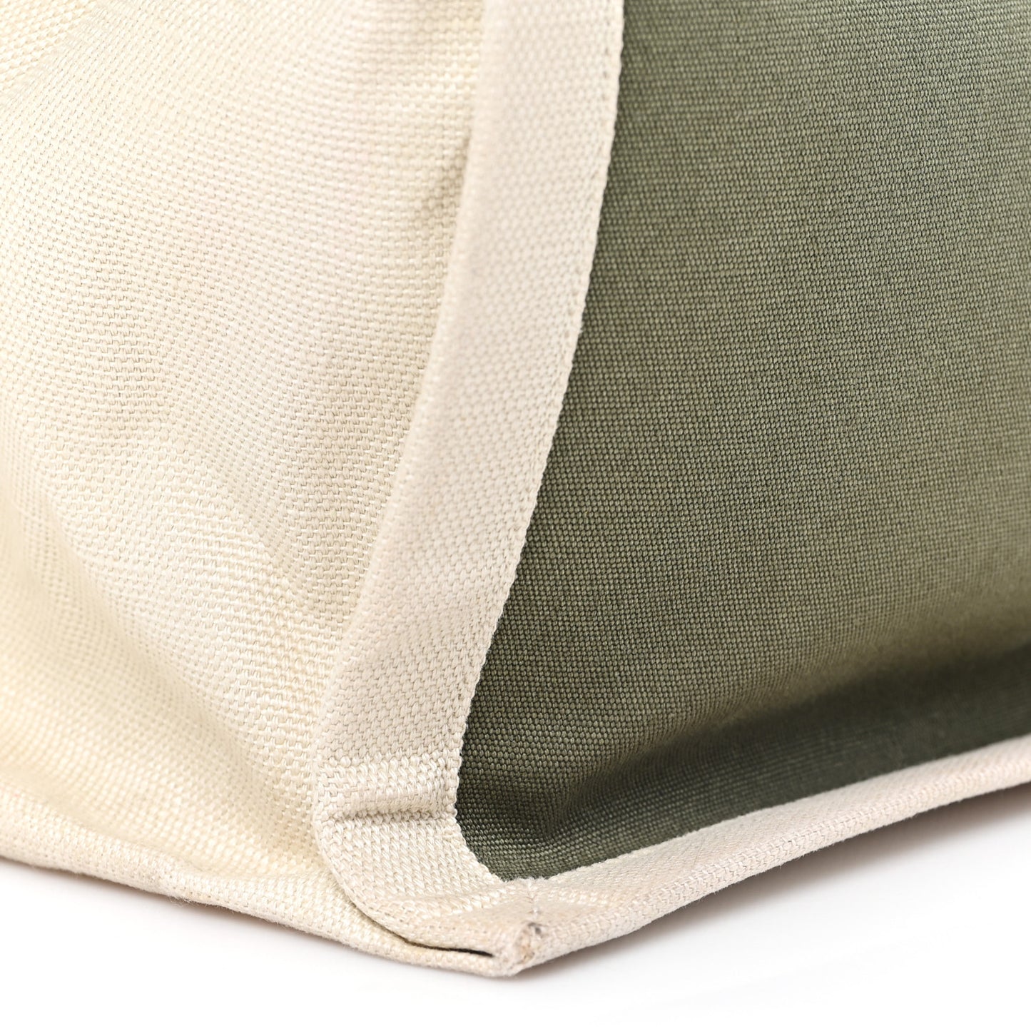 Linen Calfskin Small Rive Gauche Tote Military Green Blanc Vintage